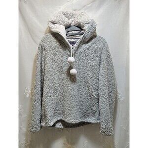 Pj Couture Womens Small Gray Hoodie Sweater Fuzzy Plush Sherpa Lounge Warm Cozy